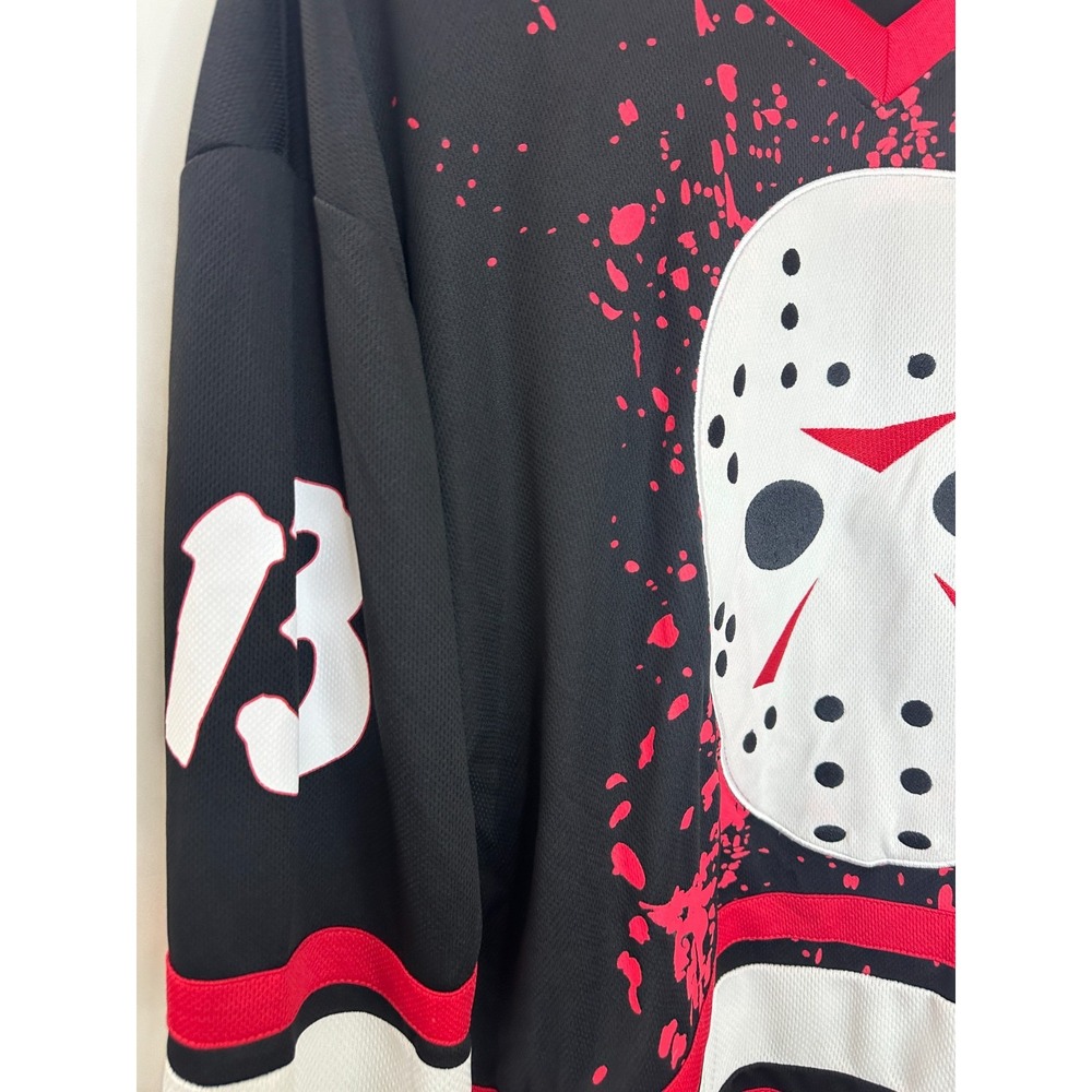 Friday the 13th Jason Voorhees Hockey Jersey Black Red Large 13 Horror Movie - Picture 4 of 10